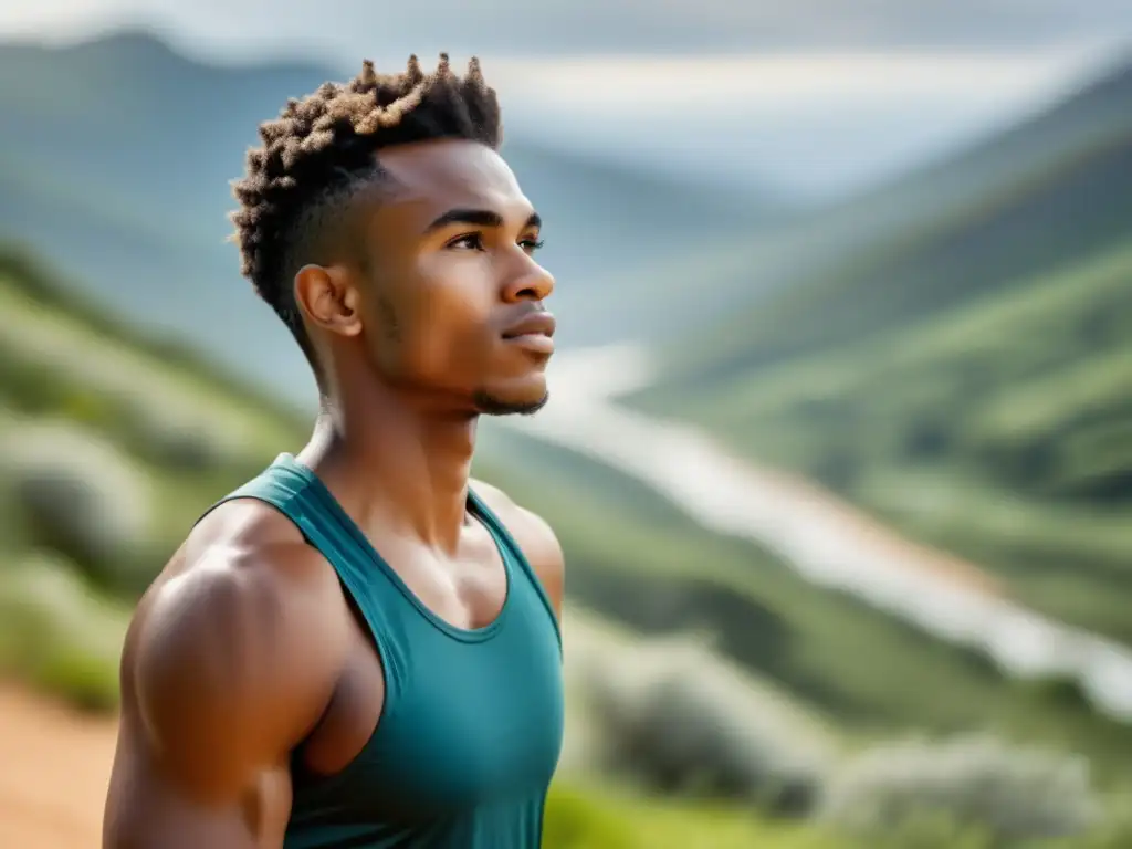 Joven con piel saludable haciendo ejercicio al aire libre - Tratamiento natural para acné masculino