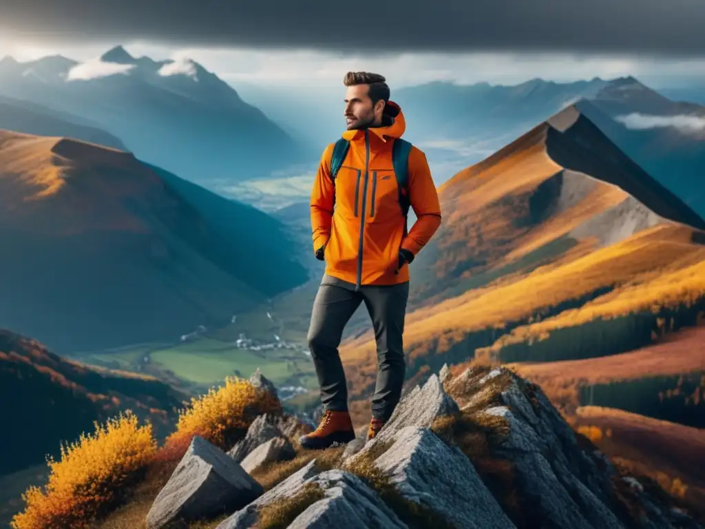 Ropa técnica para el hombre en la montaña con estilo moderno y adaptabilidad en todas las estaciones