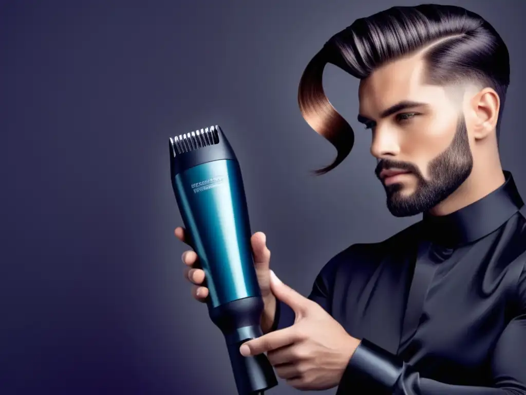 Hombre con cabello moderno y protector térmico, beneficios protectores térmicos cabello hombre