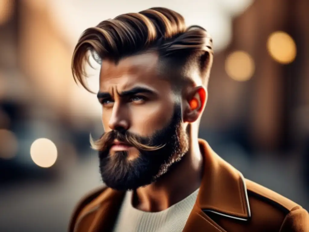 Hombre con barba y corte de cabello moderno - Cortes de cabello para hombres con barba