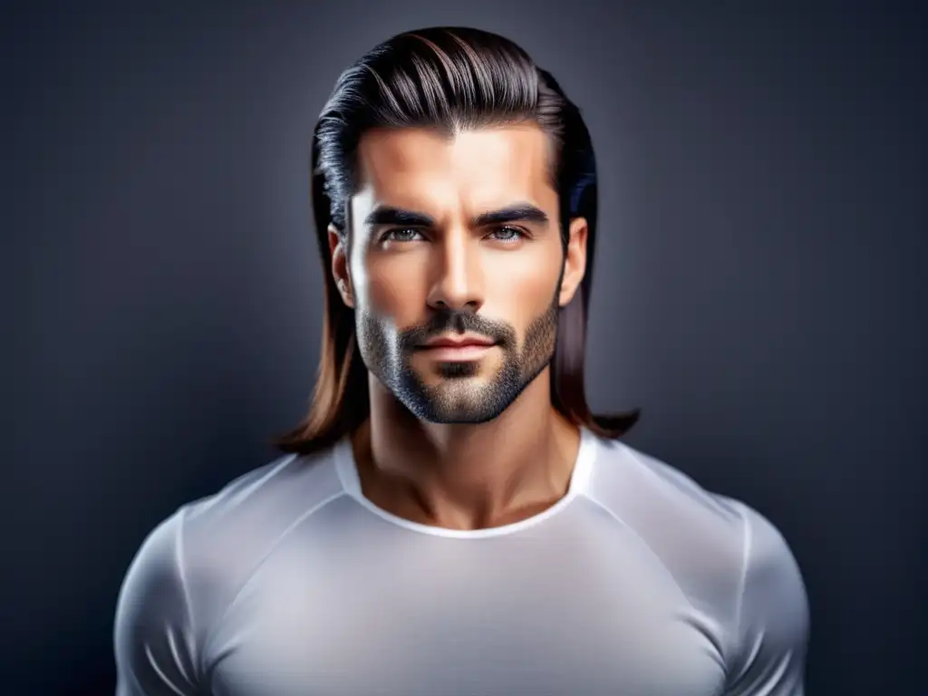 Hombre con cabello liso y bien cuidado, destacando los productos de alisado masculino (110 car)