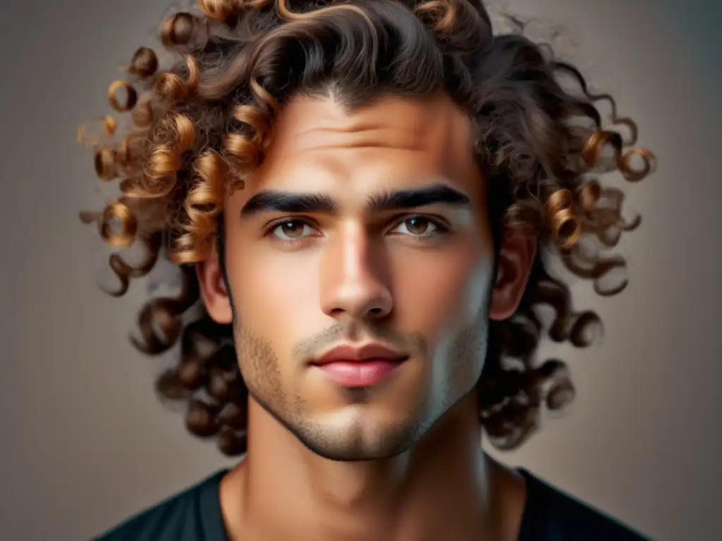 Joven con pelo rizado y estilo moderno, inspirando cortes de pelo rizado para hombres