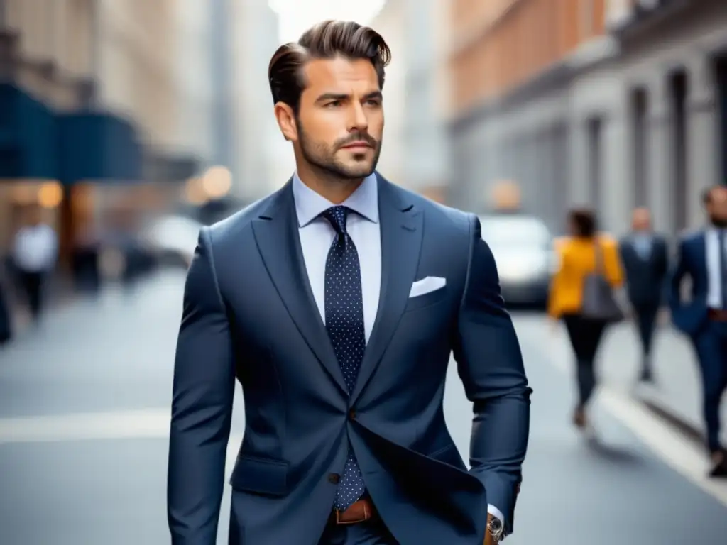 Hombre elegante caminando con confianza en la ciudad - Tendencias moda masculina autoestima