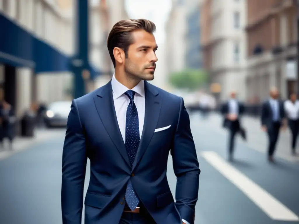 Influencia moda masculina: Hombre elegante camina confiado por la ciudad