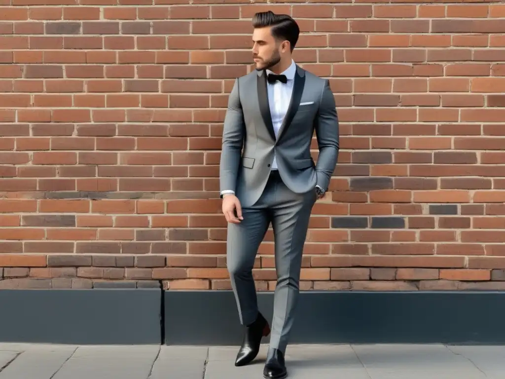 Hombre elegante con traje gris y botas Chelsea: Guía de estilo