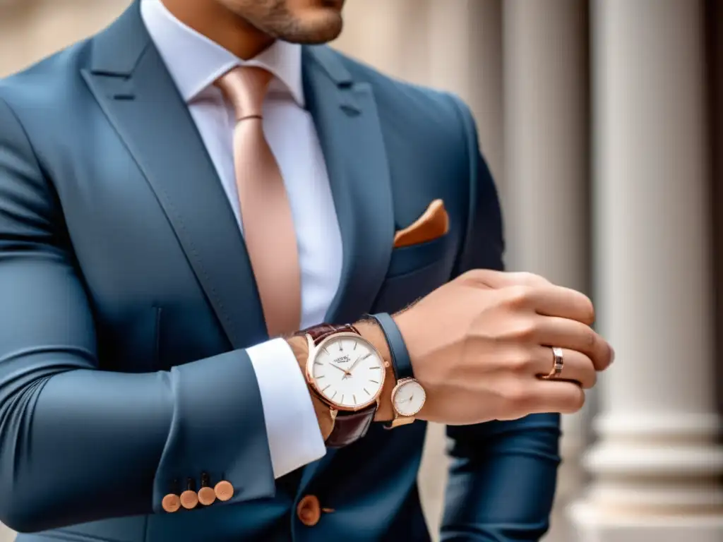 Hombre elegante con reloj clásico y sofisticado - Beneficios de usar joyería masculina