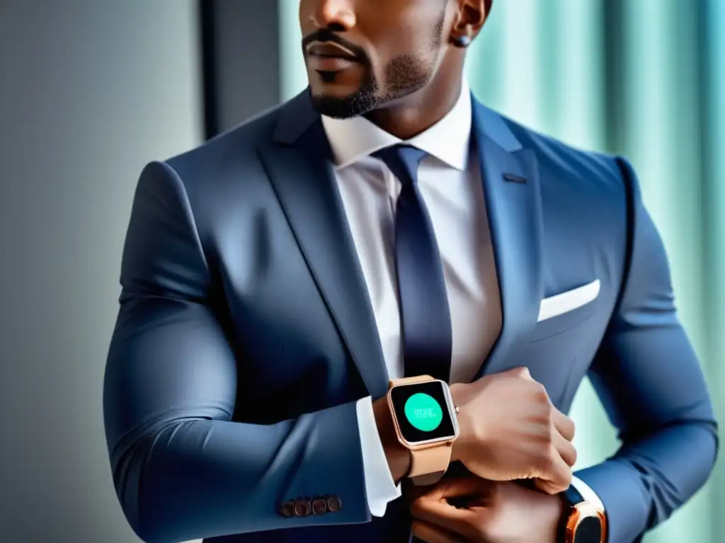 Hombre elegante con smartwatch: Wearables para hombres con estilo