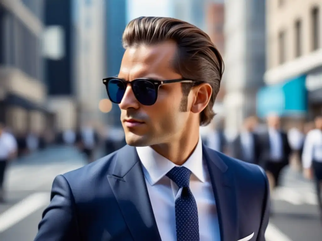 Hombre elegante caminando en la ciudad, moda e identidad masculina