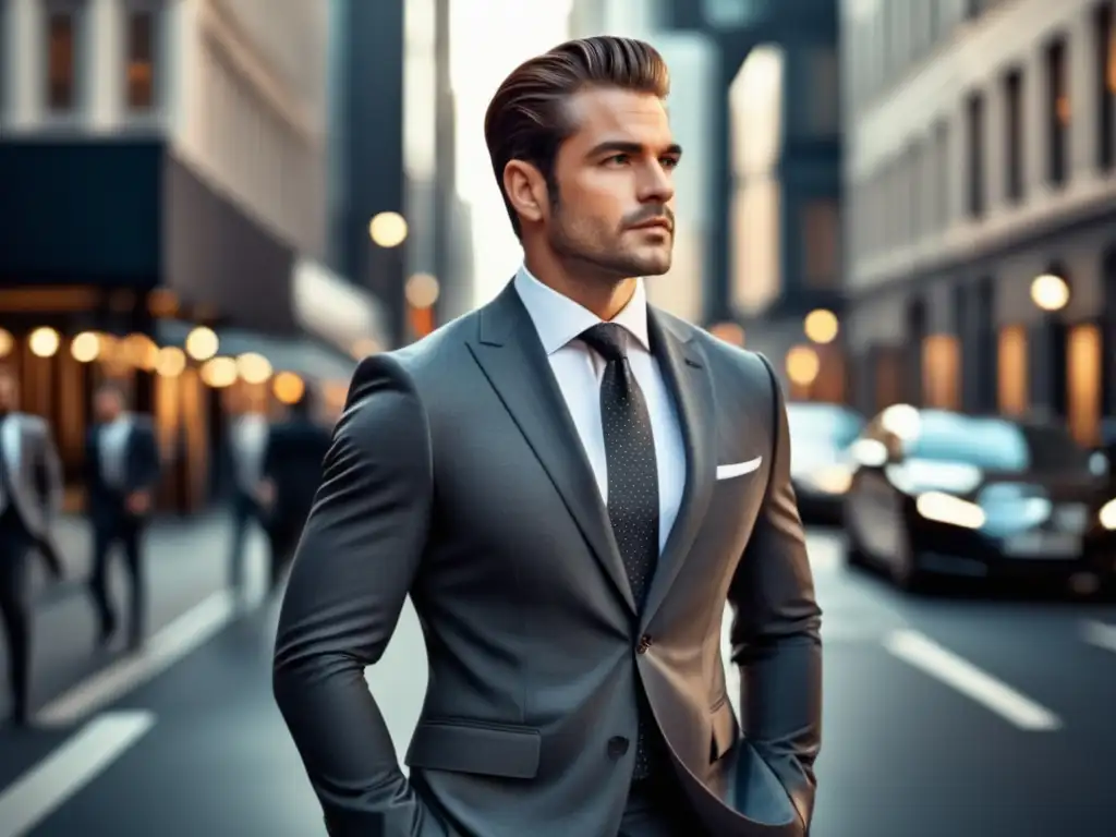 Hombre moderno en ciudad con tendencias moda masculina global