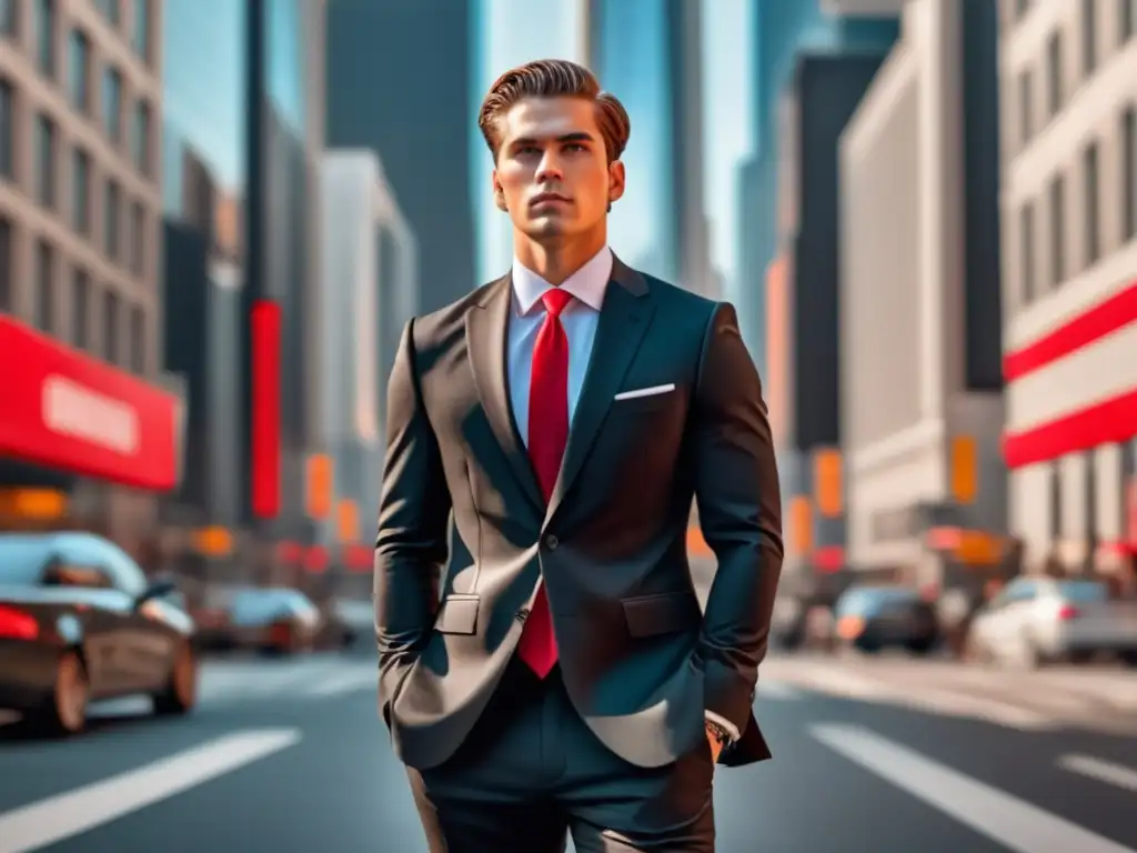 Joven en traje negro con cartel 