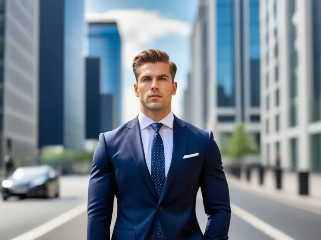 Hombre bien vestido en la ciudad, moda masculina y autoestima