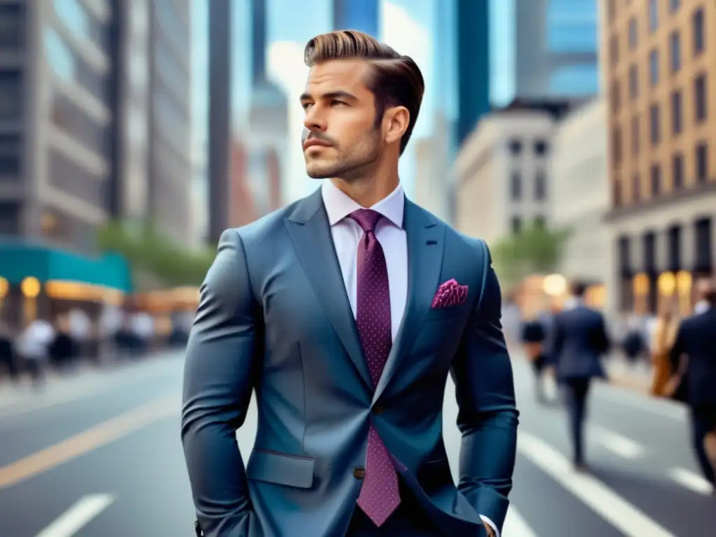 Hombre elegante en la ciudad, reflejando influencia de la moda masculina