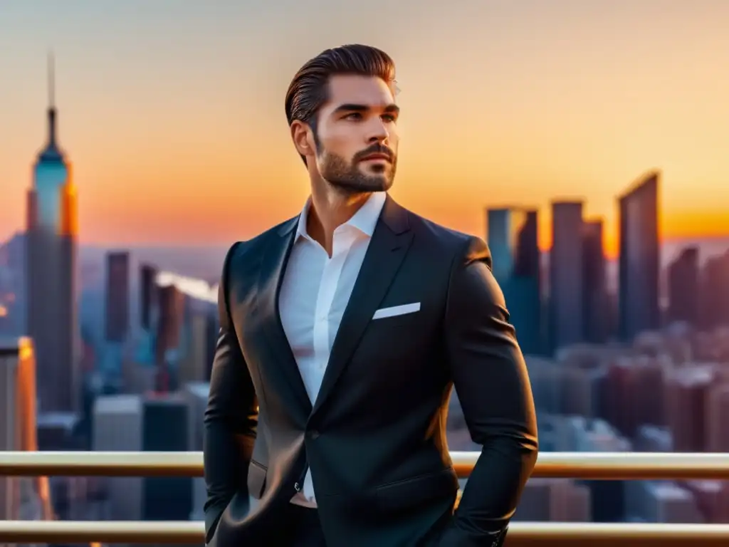 Fotografía moda masculina elegante en ciudad moderna