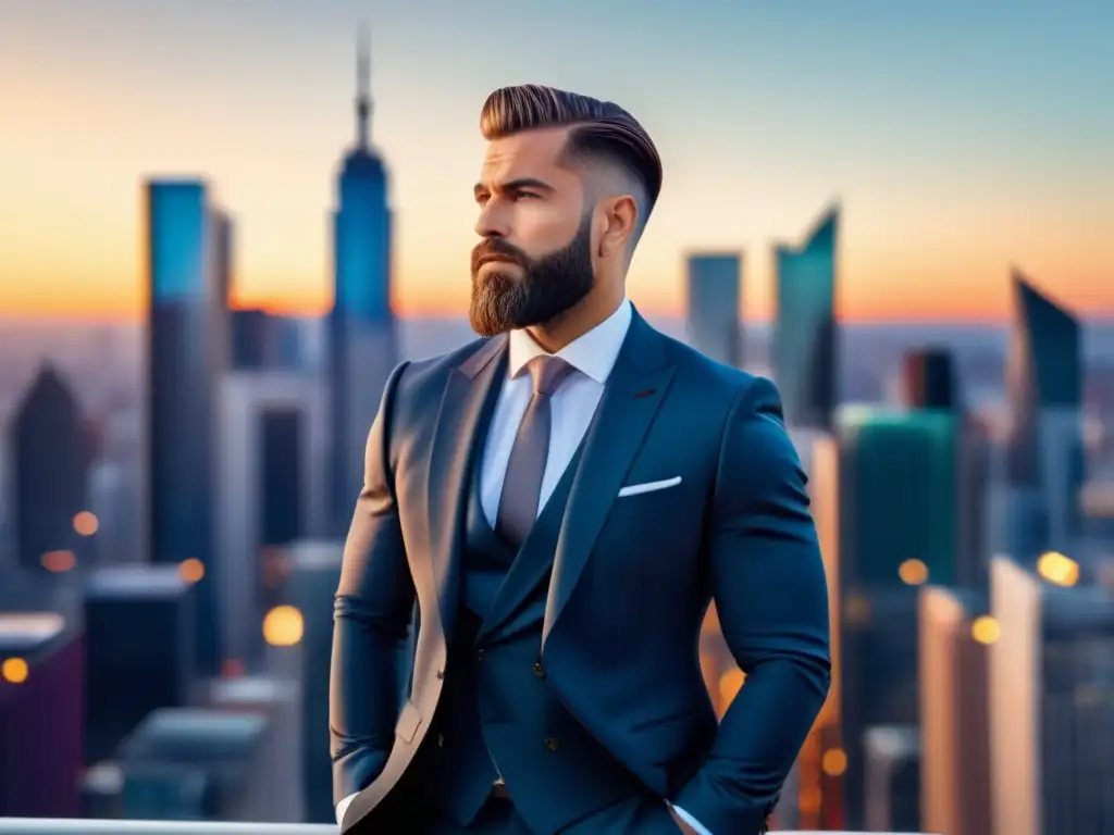 Hombre elegante proyecta confianza en vibrante ciudad - Cambio de imagen masculino efectivo