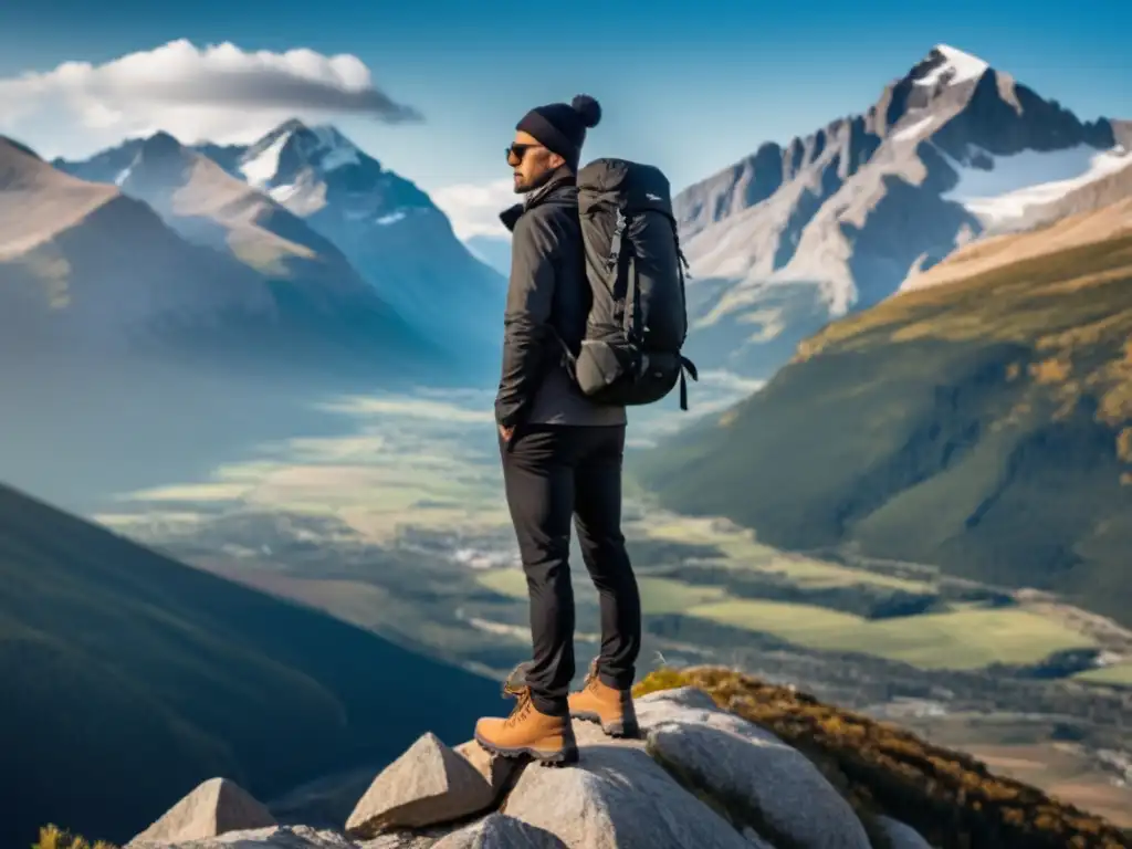 Ropa de montaña para hombres elegantes en un impresionante paisaje montañoso