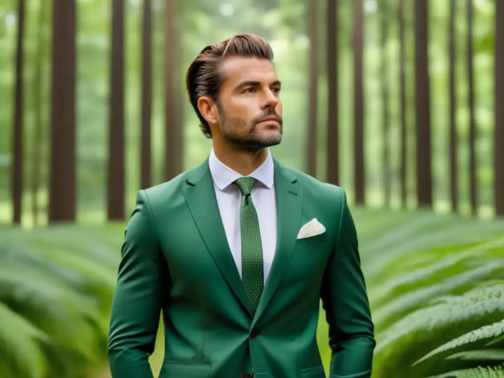 Hombre elegante en moda sostenible, resaltando beneficios de la moda sostenible para hombres