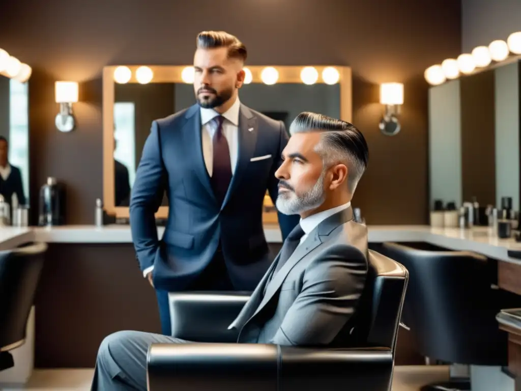 Hombre maduro con corte de pelo en barbershop moderno - Beneficios de un corte de pelo masculino madureño