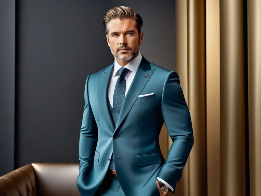 Hombre elegante en traje a medida, destacando la importancia del diseño de prendas masculinas