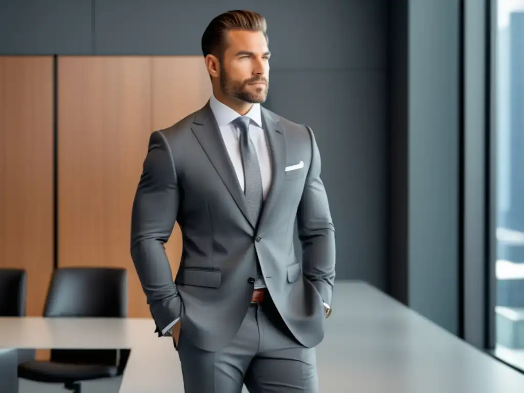 Looks corporativos masculinos atemporales en una oficina moderna