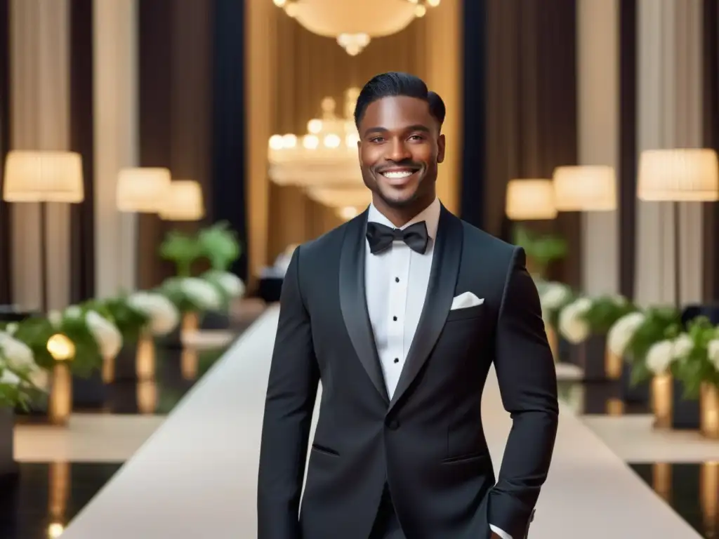 Hombre elegante en tuxedo negro: Mejores tips moda masculina