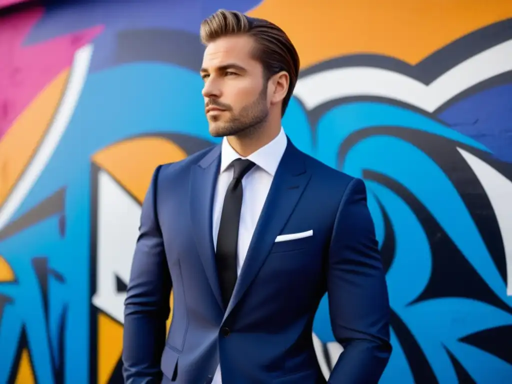 Hombre moderno en traje azul impacto psicológico del color en moda masculina