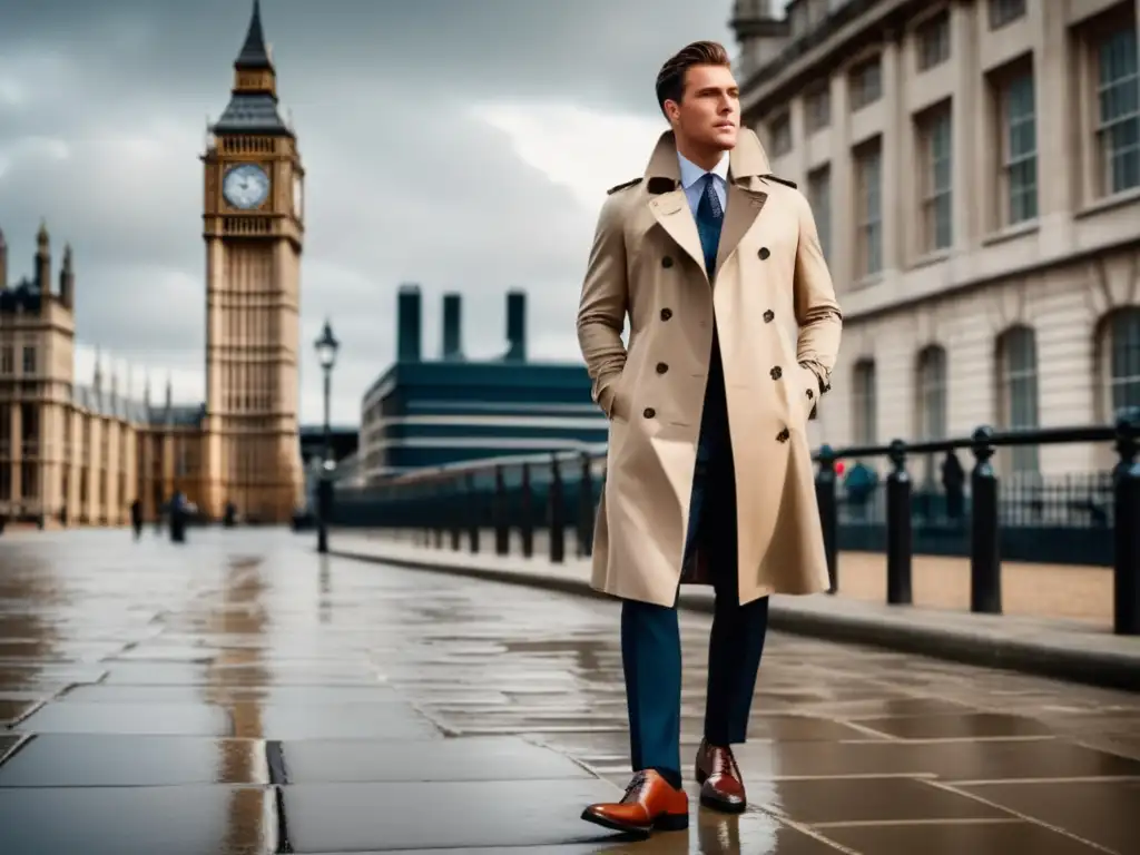 Influencia moda británica: hombre elegante en Londres