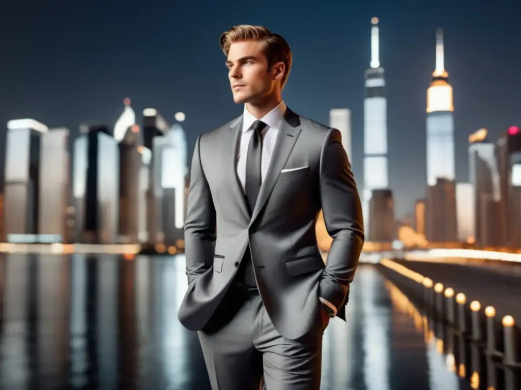 Elegante modelo hombre traje gris: Secretos elegancia hombres mundo corporativo