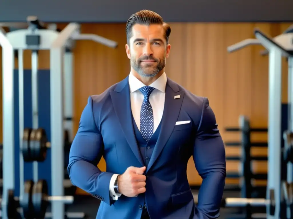 Hombre elegante y en forma en gimnasio - Beneficios de ejercicio físico para hombres