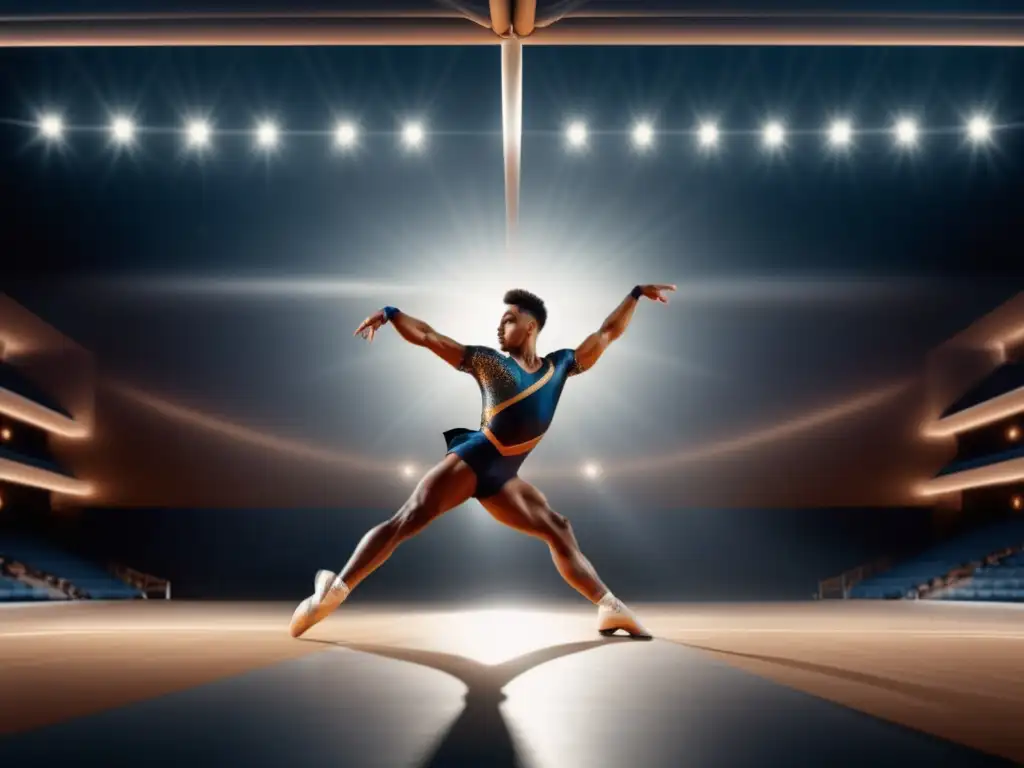 Hombre gimnasta con equipamiento de gimnasia rítmica masculina