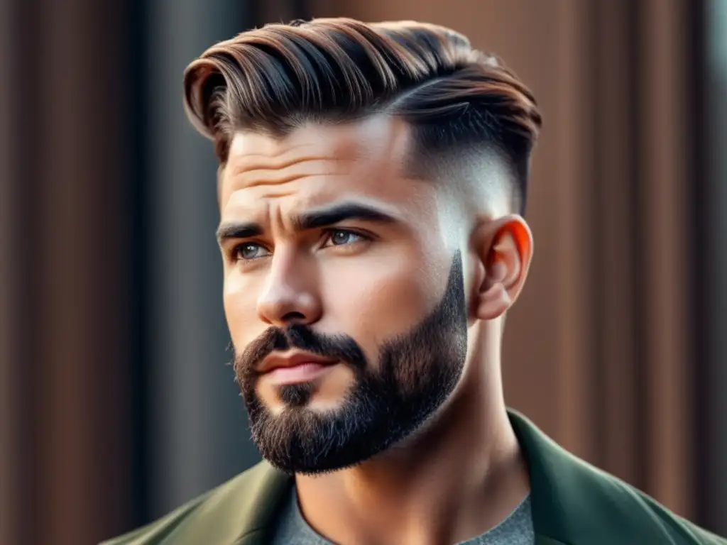 Hombre con corte de pelo moderno para rostro redondo