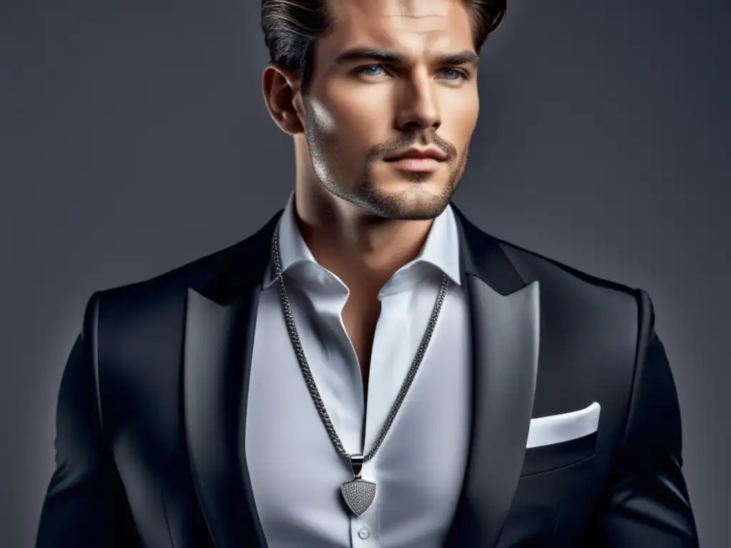 Modelo masculino con collar de plata: beneficios de la joyería de plata para hombres