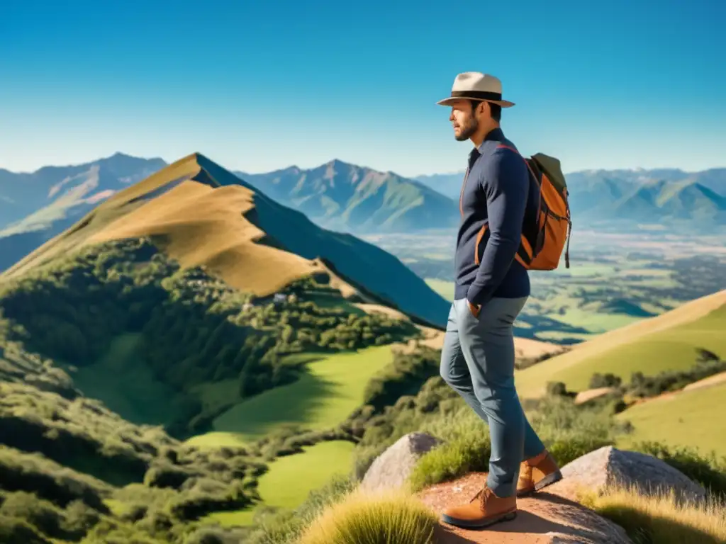 Hombre moderno con gorro en la montaña - Beneficios de usar gorros y sombreros masculinos