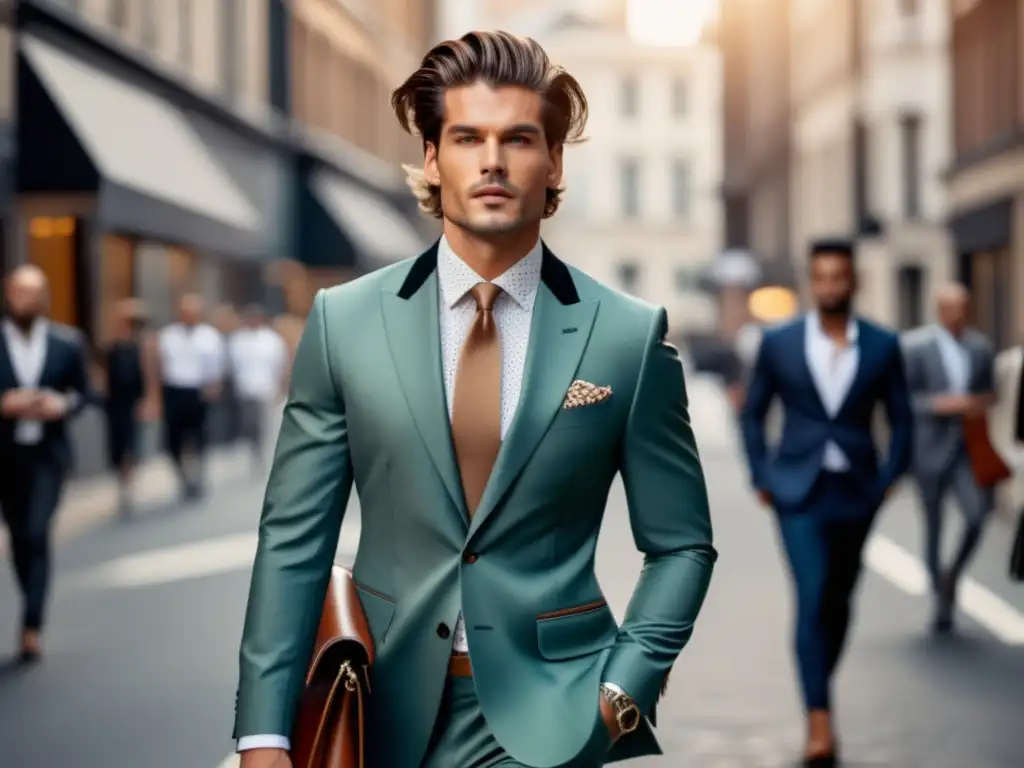 Hombre moderno en la ciudad con nuevas tendencias moda masculina