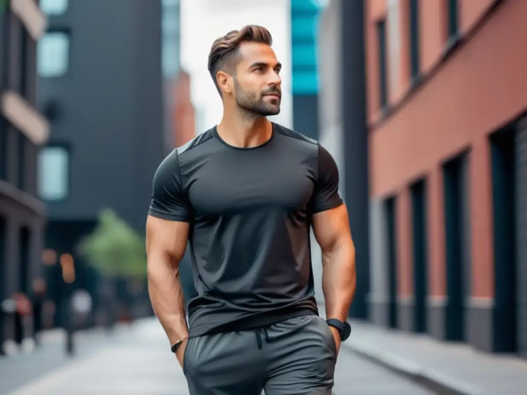 Hombre moderno en activewear - estilo urbano y sofisticado