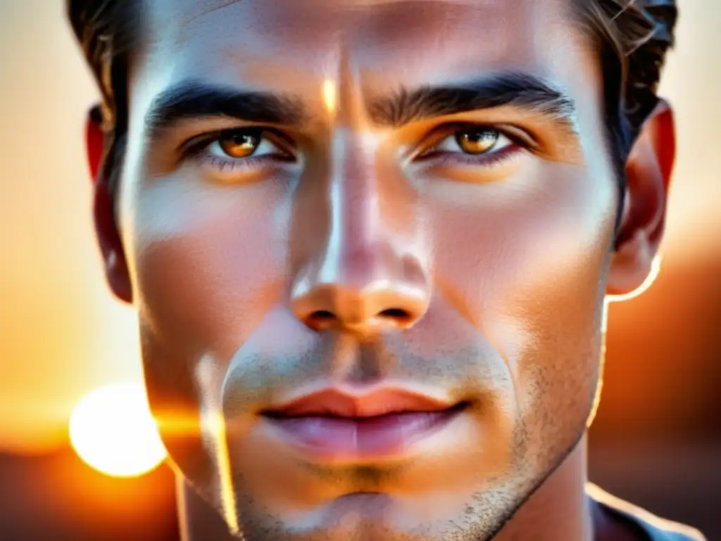 Imagen: Rostro masculino con piel hidratada y radiante, reflejo de skincare masculino y exfoliante eficaz