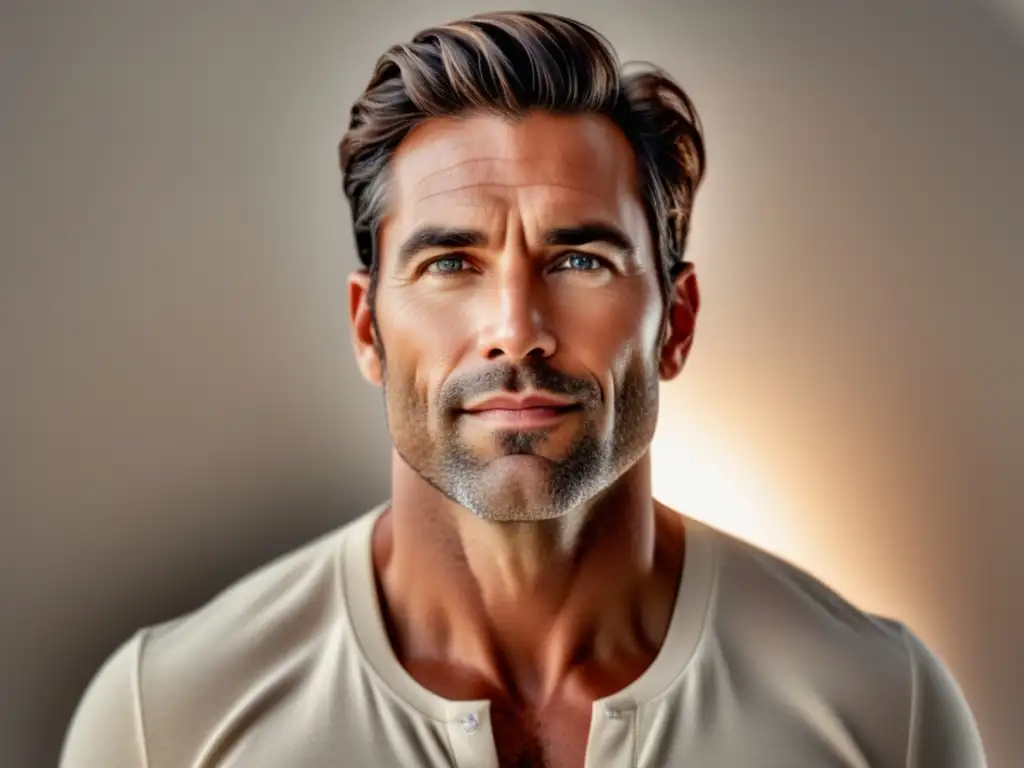 Retrato de hombre seguro y con piel impecable, desmontando mitos sobre salud masculina