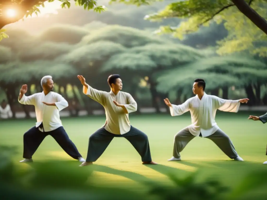 Hombres practicando Tai Chi: Guía anti estrés