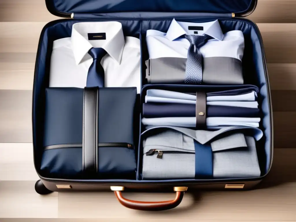 Ropa de viaje elegante para hombres con organización perfecta