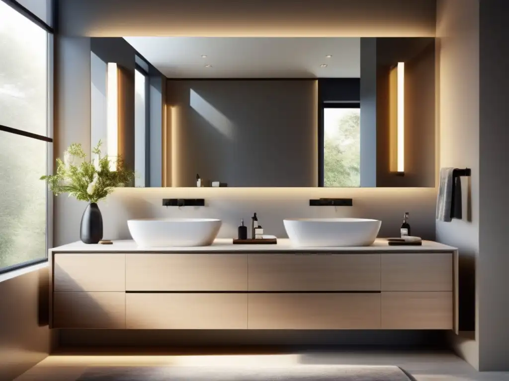 Baño moderno con diseño elegante y lujo, consejos para ahorrar en cuidado personal