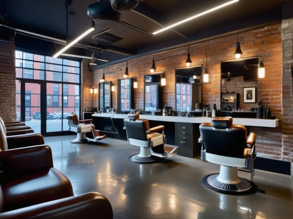 Interior moderno de una barbería en Nueva York: historia de las barberías en Nueva York