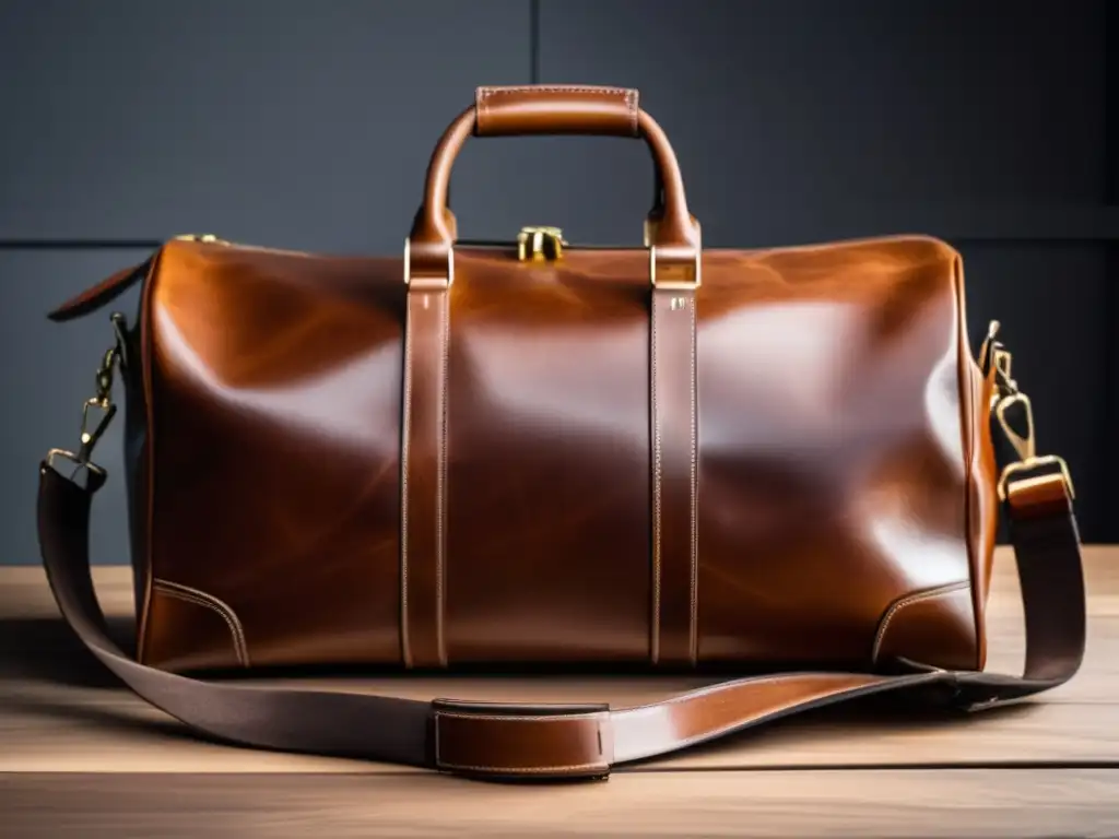 Accesorios de viaje para hombres con estilo - Bolsa de viaje de cuero moderna y elegante, con detalles de alta calidad y un diseño sofisticado