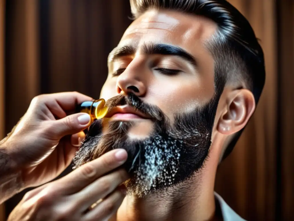 Técnicas de barbería sorprendentes: Aplicación de aceite en barba con elegancia y detalle