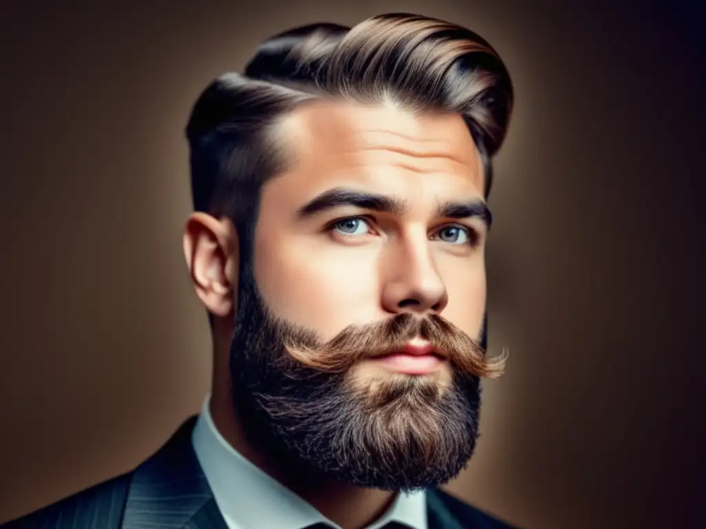 Hombre con barba y corte de pelo para rostro redondo