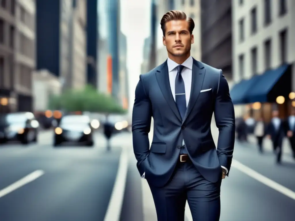 Moda masculina: hombre elegante en la ciudad, reflejando confianza y sofisticación