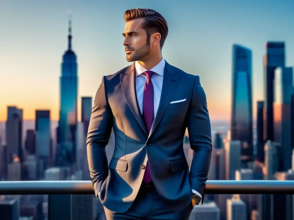 Hombre seguro y elegante en traje, destacando cambio de estilo masculino y su impacto en la vida