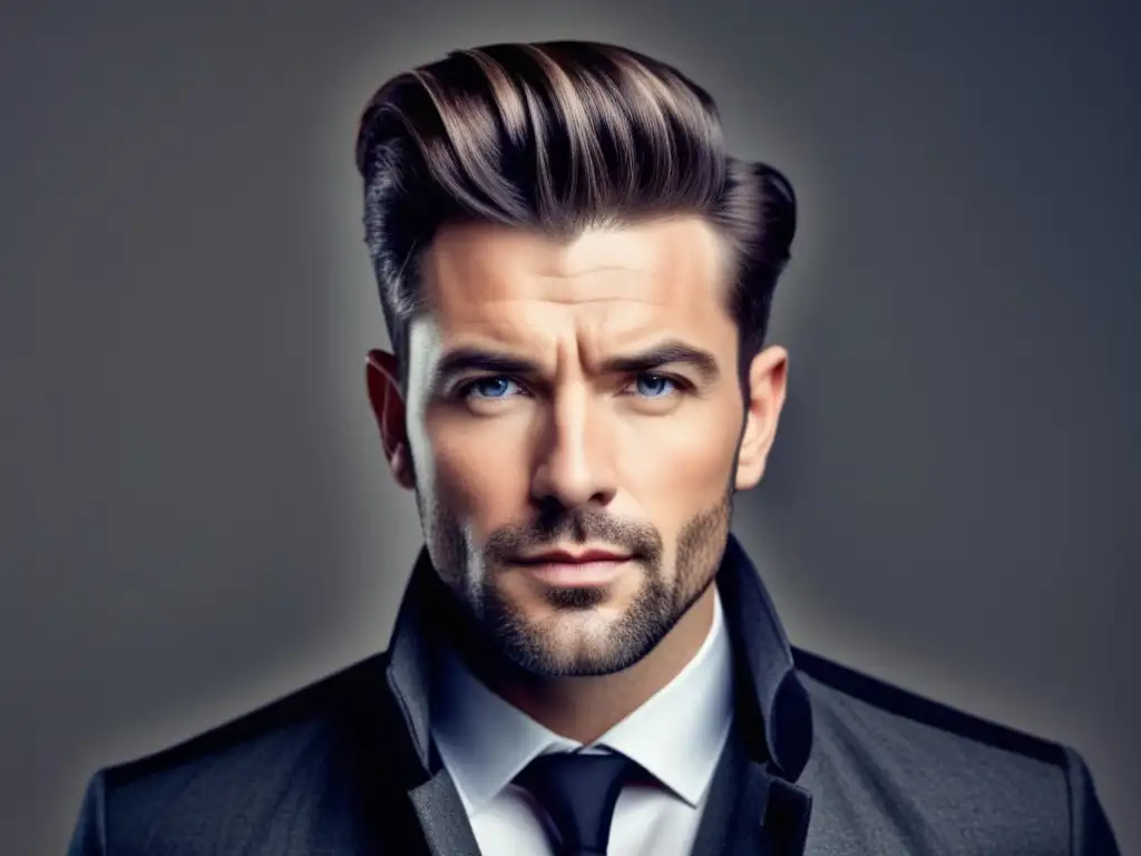 Un hombre moderno y elegante con cabello corto llevando con confianza un peinado de quiff