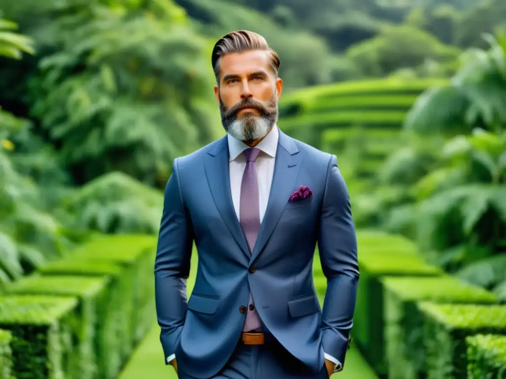 Hombre moderno en traje ecológico, destacando beneficios de moda ecológica masculina