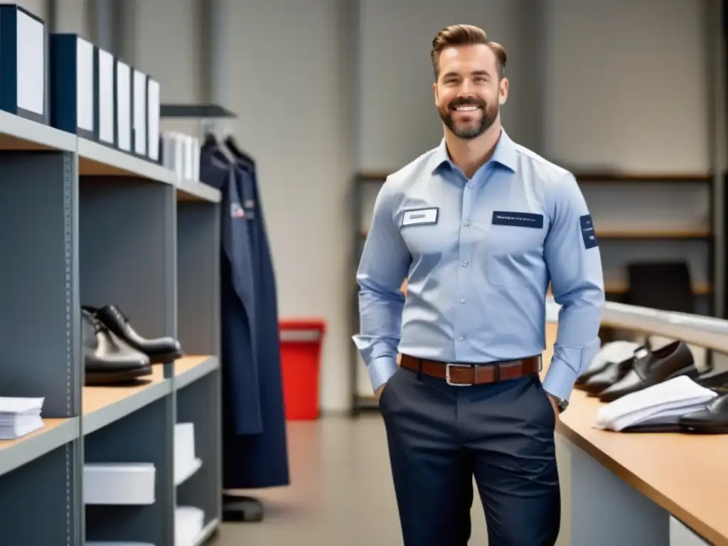 Técnico bien vestido en espacio limpio y organizado