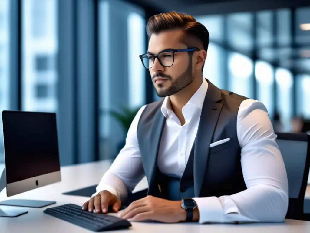 Ingeniero de software con estilo en oficina moderna - Moda masculina para ingenieros de software