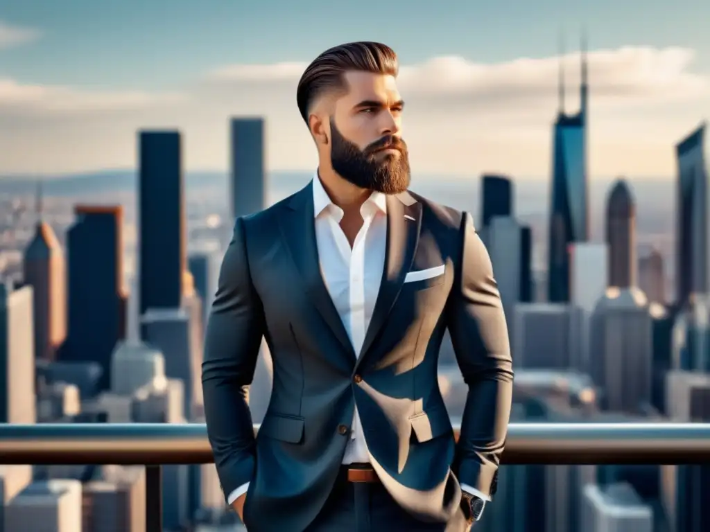 Consejos moda masculina viajar: Hombre moderno seguro, elegante, ciudad urbana